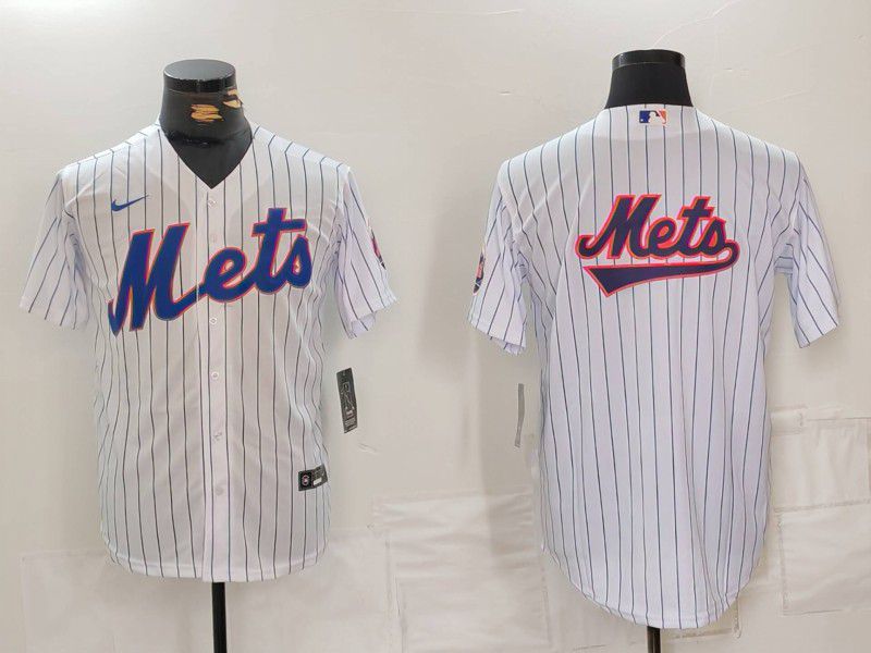 Men New York Mets Blank White Stripe Game 2024 Nike MLB Jersey style 5